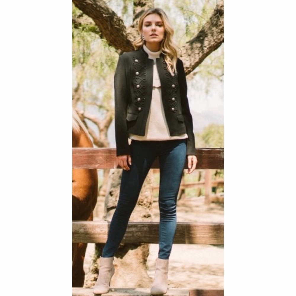 Everly Olive Green Military Band Jacket
